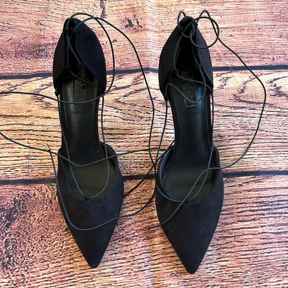 Topshop Pointy Toe, Ankle Strap Heels Size 40